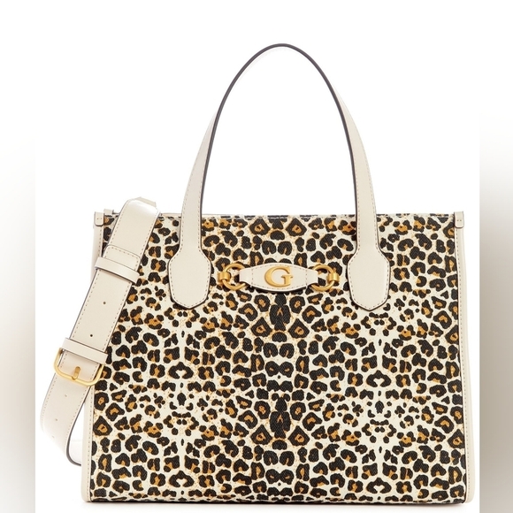 NWT Guess Izzy Leopard Print Tote Bag - Picture 1 of 9